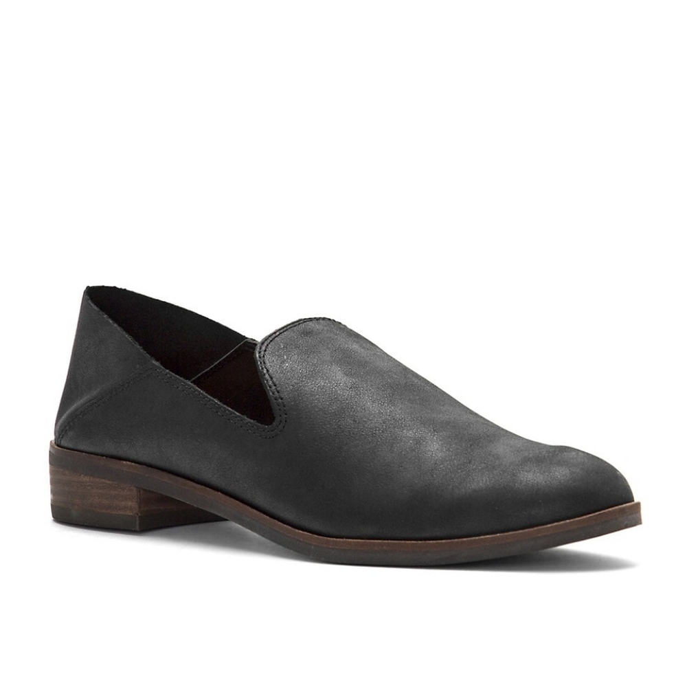 Lucky Brand Black Leather Slip-On Loafers